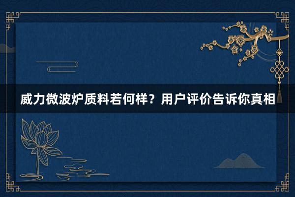 威力微波炉质料若何样？用户评价告诉你真相